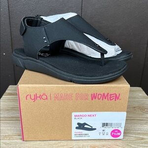 Ryka Women's Black Margo Next Sandals, 7.5 wide